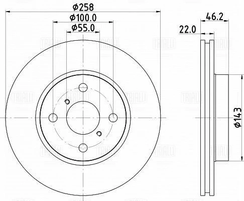 Диск тормозной передний d=258 TRIALLI DF 190202