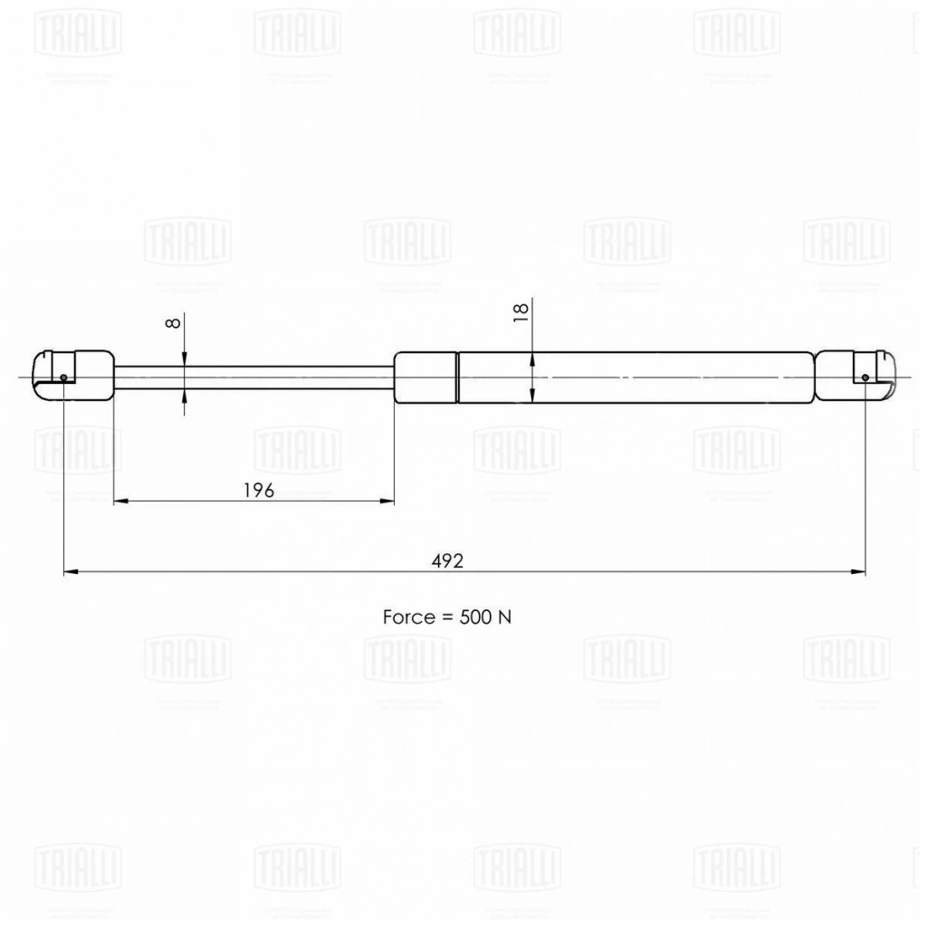 Упор газовый (амортизатор) крышки багажника TRIALLI GS 1820