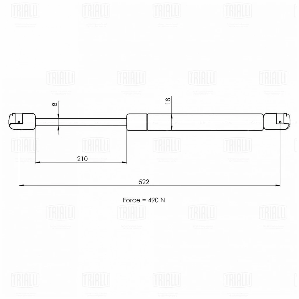 Упор газовый крышки багажника TRIALLI GS 1851