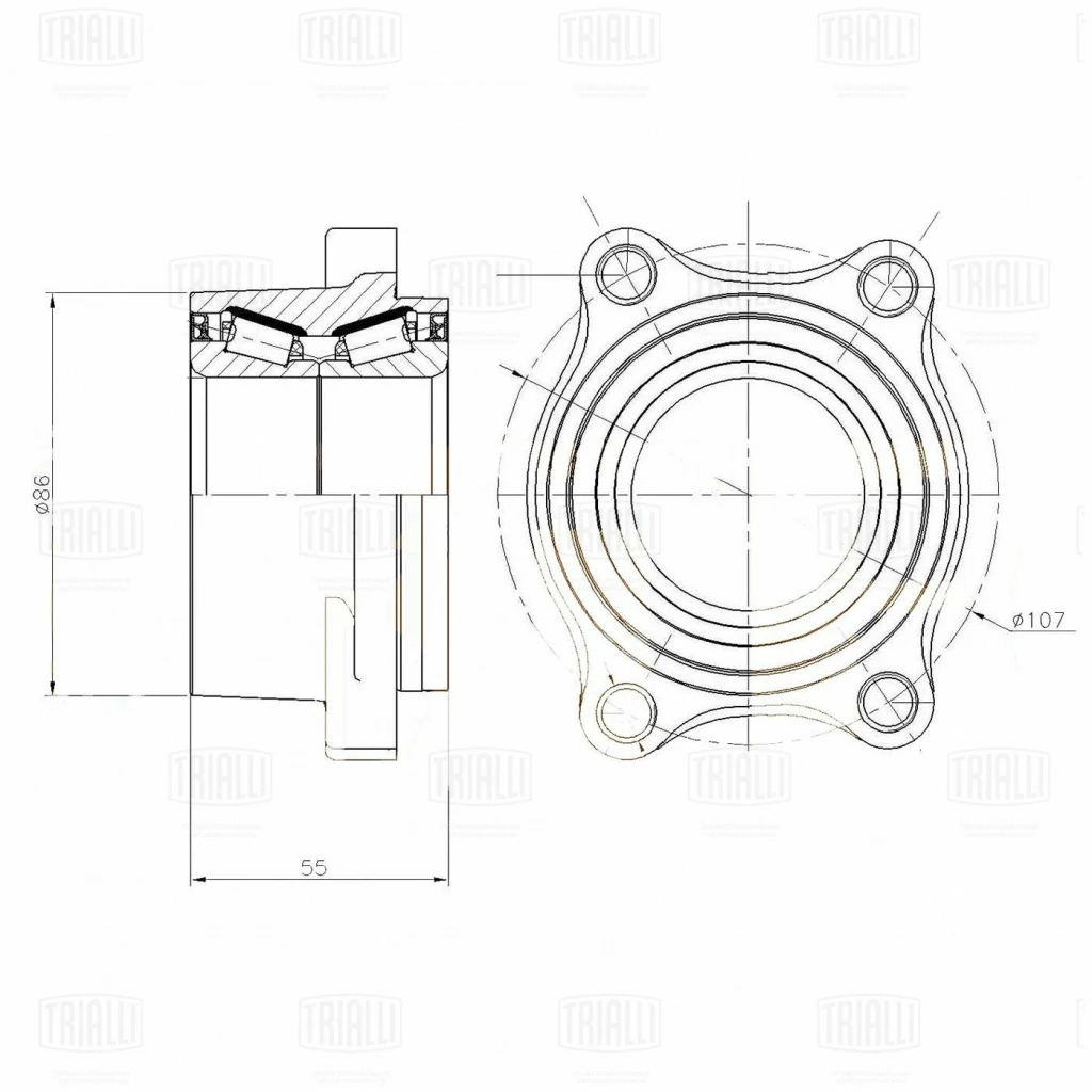 Ступица задняя с подшипником TRIALLI MR 1443