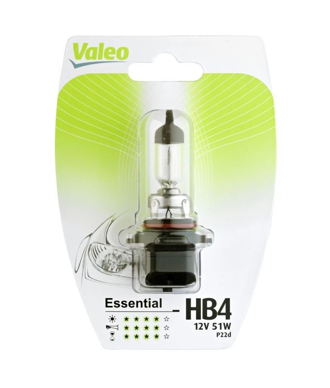 Лампа галогенная Valeo Essential HB4 (P22d) 12V 51W, 032015, 1 шт