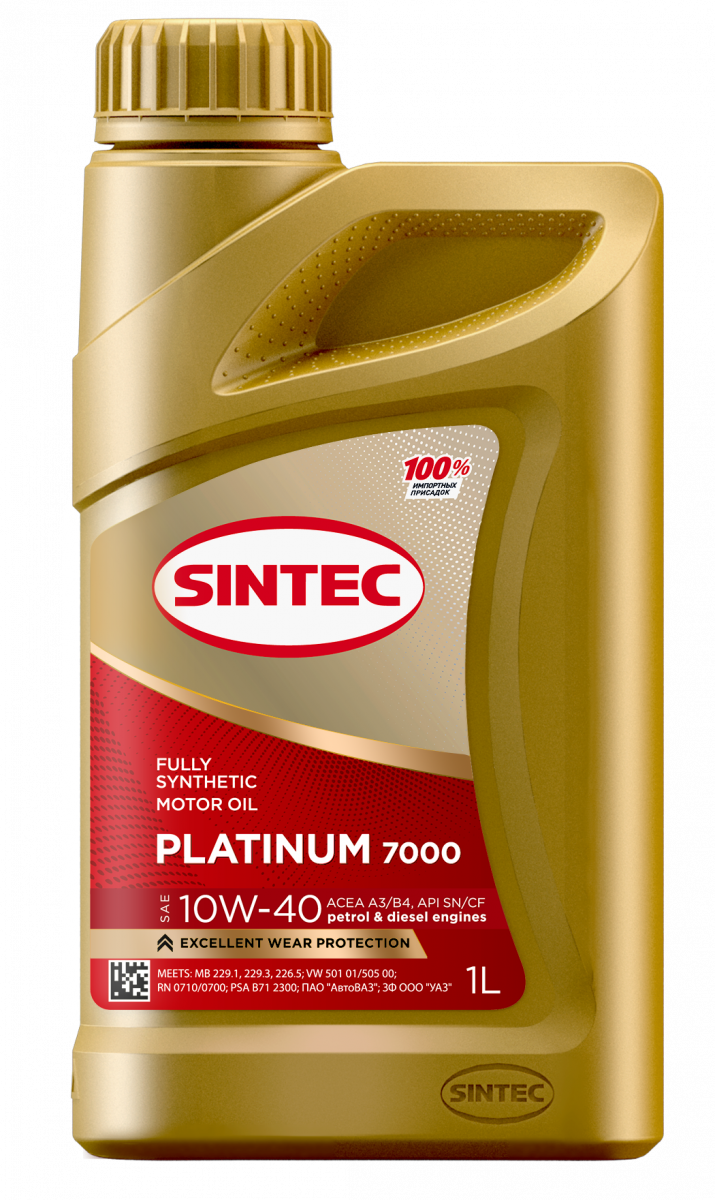 Моторное масло SINTEC PLATINUM 7000 10W-40 A3/B4 SN/CF, 1л