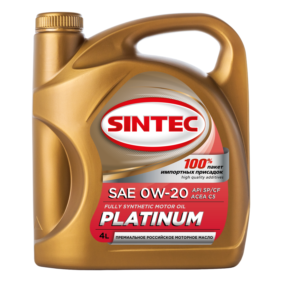Моторное масло SINTEC PPLATINUM SAE 0W-20 API SP/CF, ACEA C5, 4л