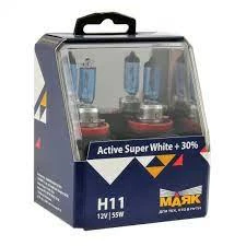 Лампа галогенная Маяк Active Super White H11 12V 55W, 72110ASW+30, 2 шт