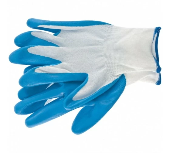 Перчатки полиэфирные Сибртех (с синим нитрильным покрытием, L)