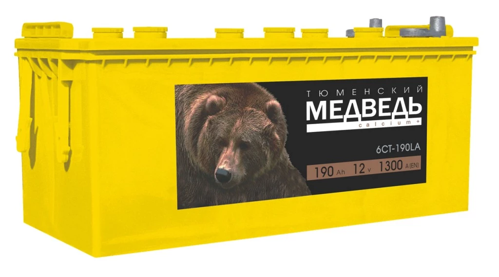 Аккумулятор грузовой Тюменский медведь 190 ач 1 300А под болт Прямая полярность